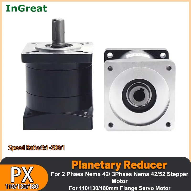 YUNDUAN Planetary Gearbox Step-down 100/110/130mm Gearbox Reducer 3Phaes Nema42/52 Stepper Motor 1.2/1.5/1.8/1.5/2/3KW Servo