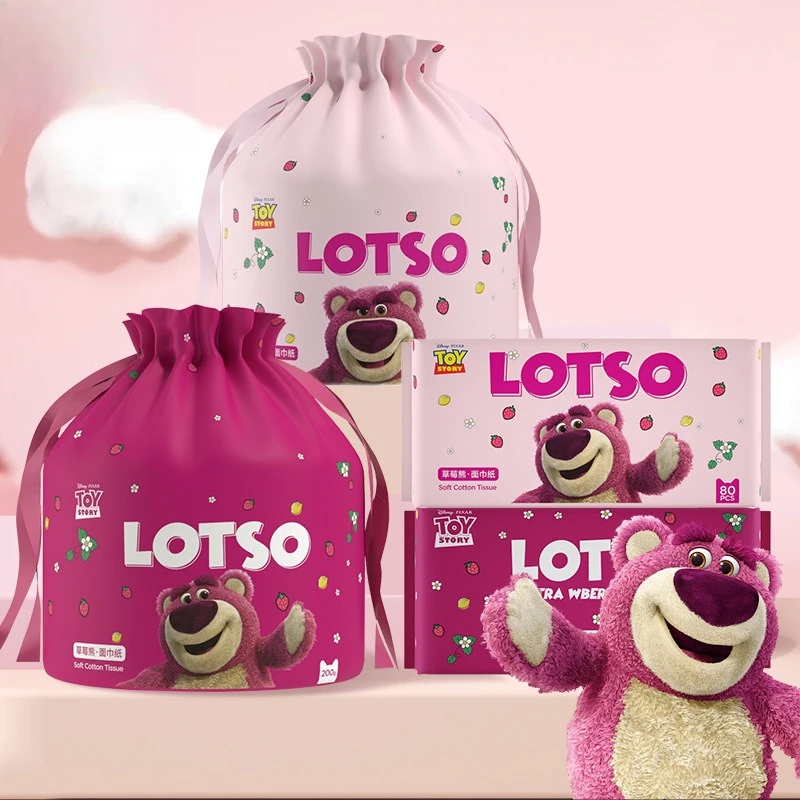 Miniso ディズニーイチゴクマ使い捨て純粋な綿洗濯スカーフ女性のためのビューティーサロン肥厚クレンジングベビー甘いスカーフ