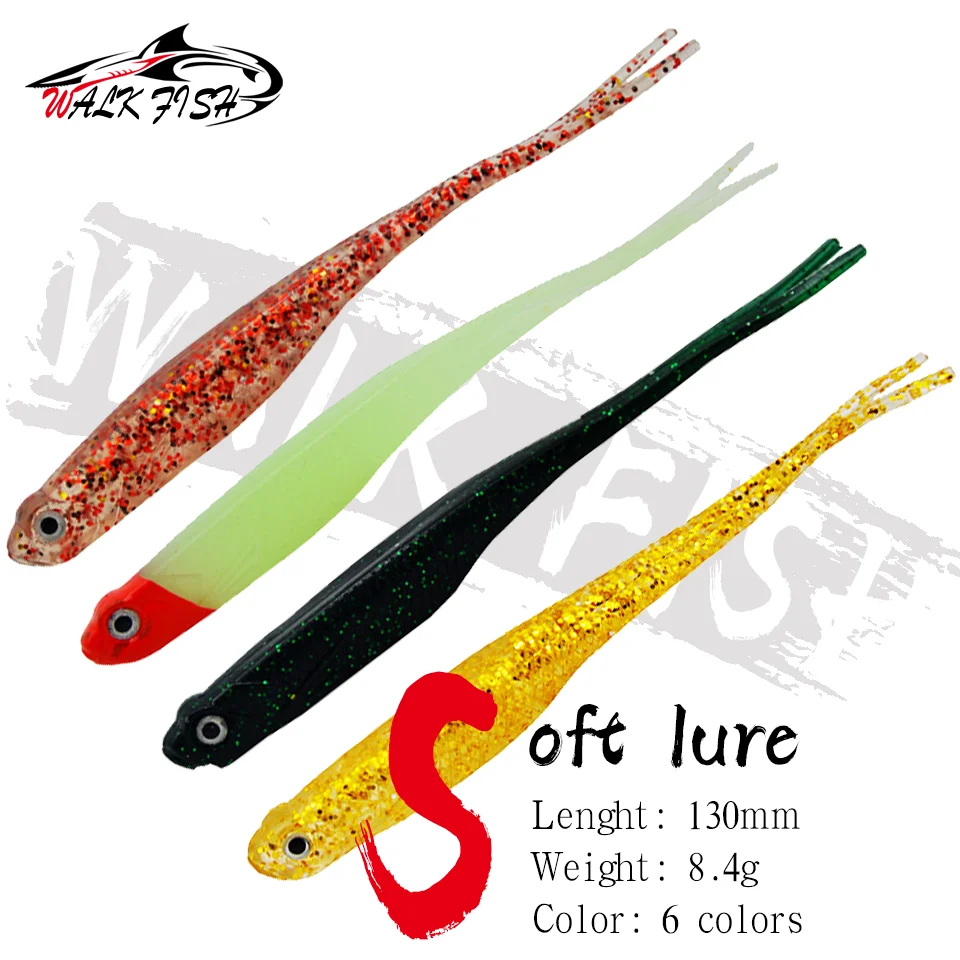 WALK FISH 4PCS 13cm 8.4g Belly Open Fork Tail Soft Lure Bait Fishing Artificail Lures Fishigng Tackle Wobbler Shad Bait Swimbait