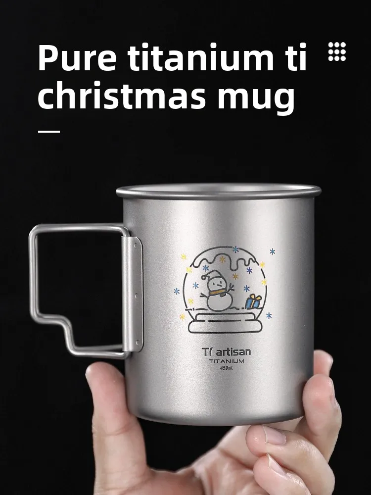 

Portable Pure Titanium Mugs Outdoor Cam Coffee Cup Cisas Cartoon Pattern Home Use Titanium Cup Tiartisan Brand