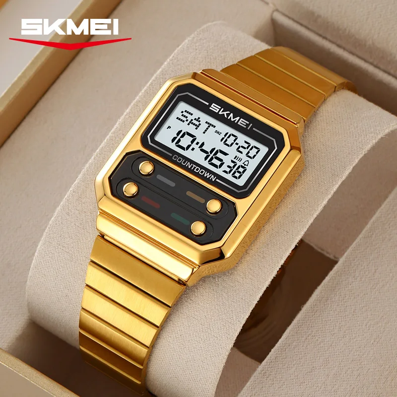 SKMEI 2448 reloj electrónico Digital Retro de lujo para hombres de negocios, reloj Digital resistente al agua de alta gama para estudiantes, reloj para hombre