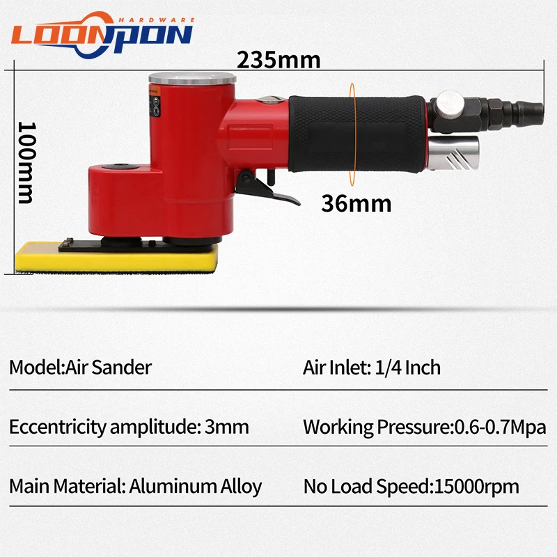 Loonpon Mini ponceuse pneumatique à ligne droite ponceuse pneumatique orbitale aléatoire pour meubles de travail de carrosserie automatique Surface métallique en bois