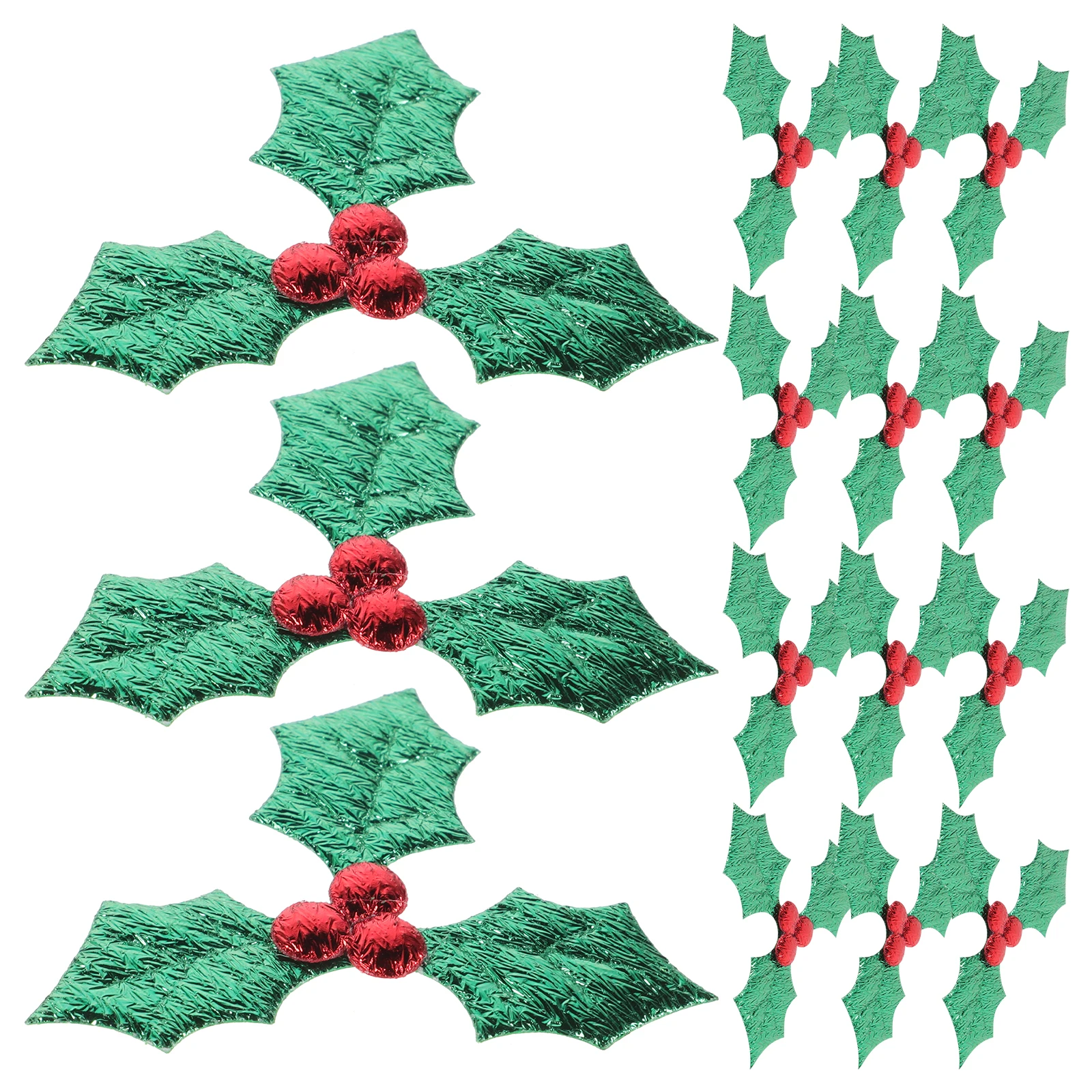 

100Pcs Christmas Headdress Artificial Holly Berry with Green Leaves 5Cm DIY Costume Decoration Hanging Ornament for Holiday