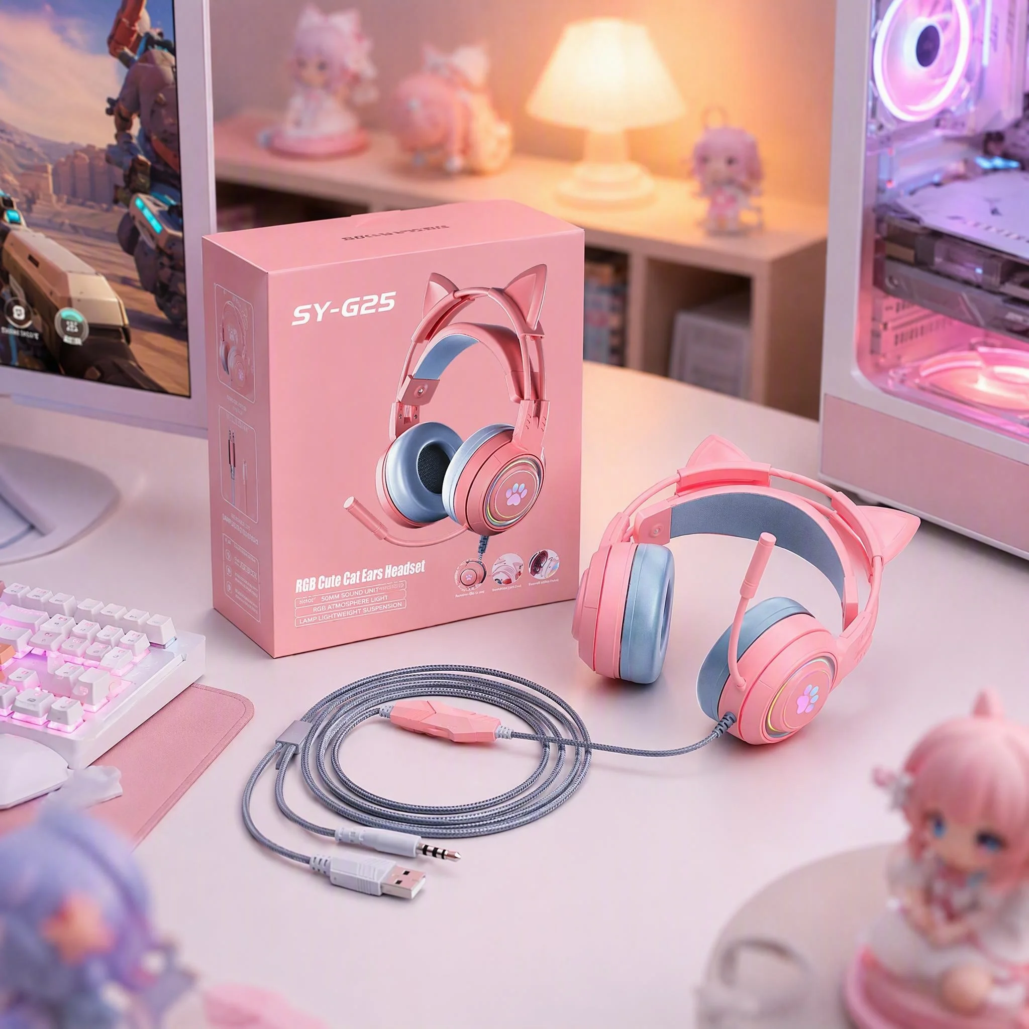 2026 New RGB Cat Ear Bluetooth - đánh giá và giá Gaming Headset With Mic Rgb