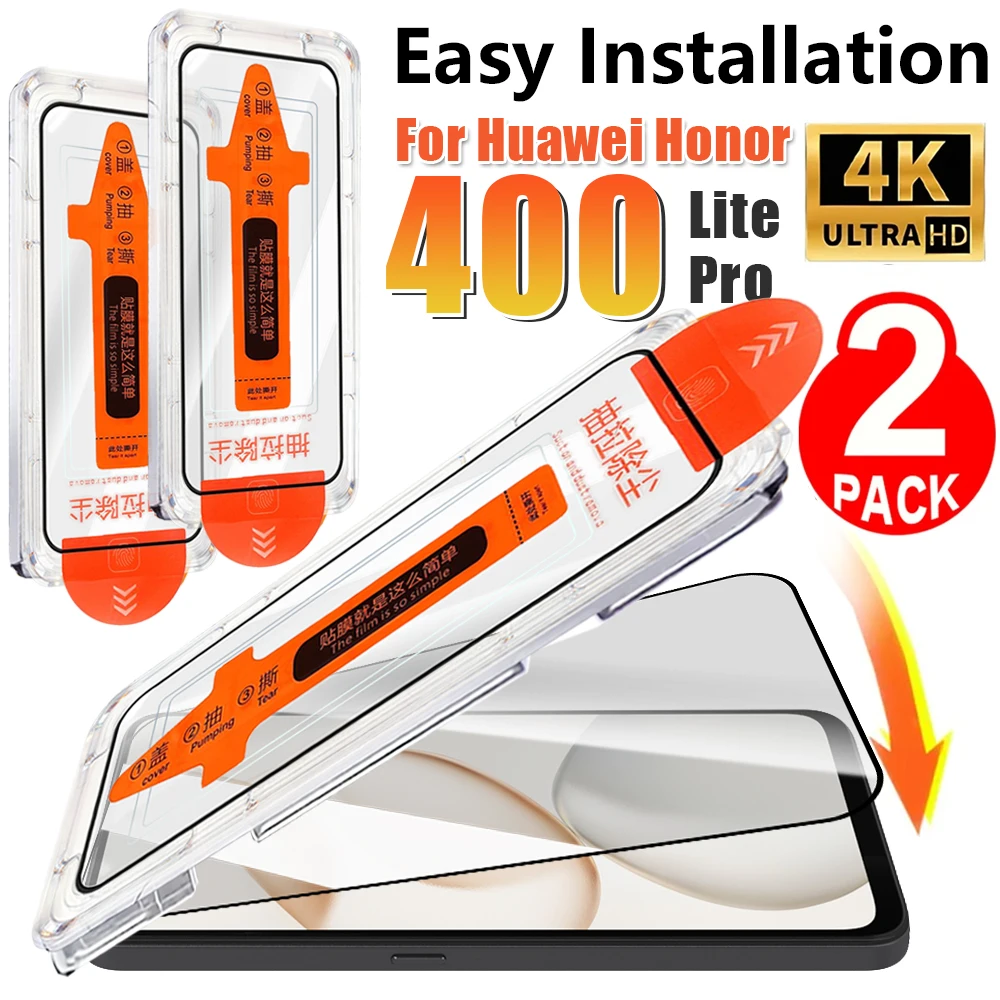 

Комплект из 2 штук: Защитная пленка из закаленного стекла для Huawei Honor 400 Lite/400 Pro, без пыли, простая установка, защита от царапин