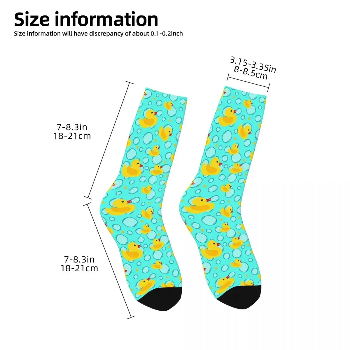 Chaussettes jaunes en caoutchouc à motif de lumière pour le bain, bas absorbant la sueur Harajuku, chaussettes longues toutes saisons, accessoires de douche de bébé mignons