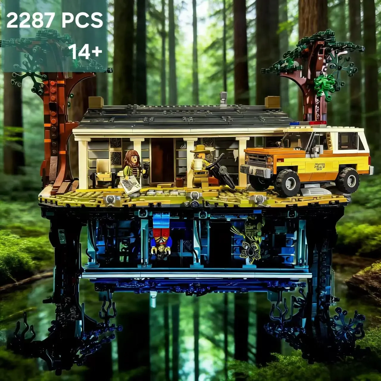 2287PCS Creative Street View series movie Strange Story Upside Down the World 75810 Model Building Block Kids Toy Christmas Gift image 3