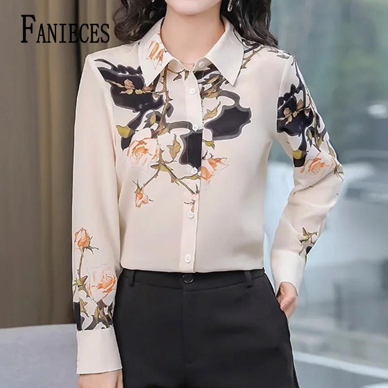 

FANIECES Autumn Long Sleeve Shirts Casual Tops Spring Fashion Women Floral Print Blouse Tops Ladies Shirts Blusa Elegant 6266