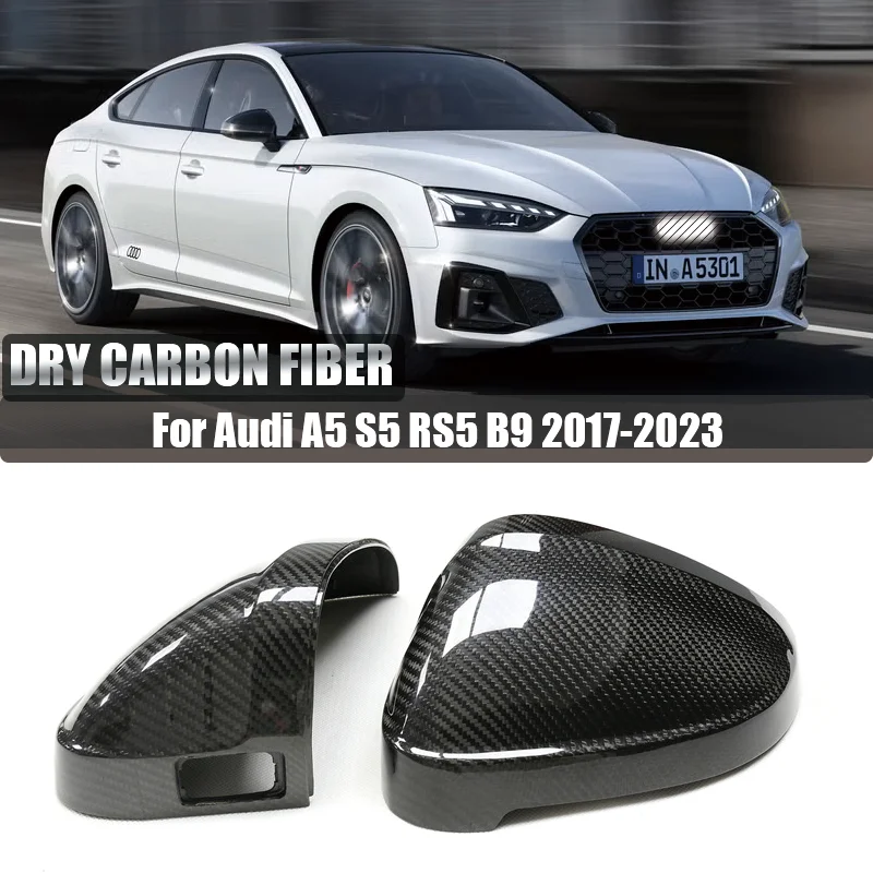 Pre-Preg Dry Carbon Fiber Side Mirror Cover Cap For Audi B9 A5 S5 RS5 2017-2023 W W/O Lane Assist Carbon Rearview Mirror Housing