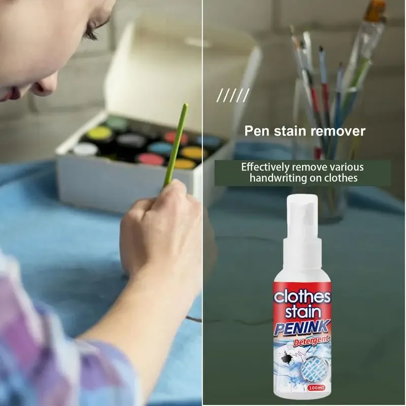 Clothes Stain Remover 100ml Ink Remover Spray Ink Marker Carpets Instant Spot Remover For Fabric Clothes Carpet Laundry