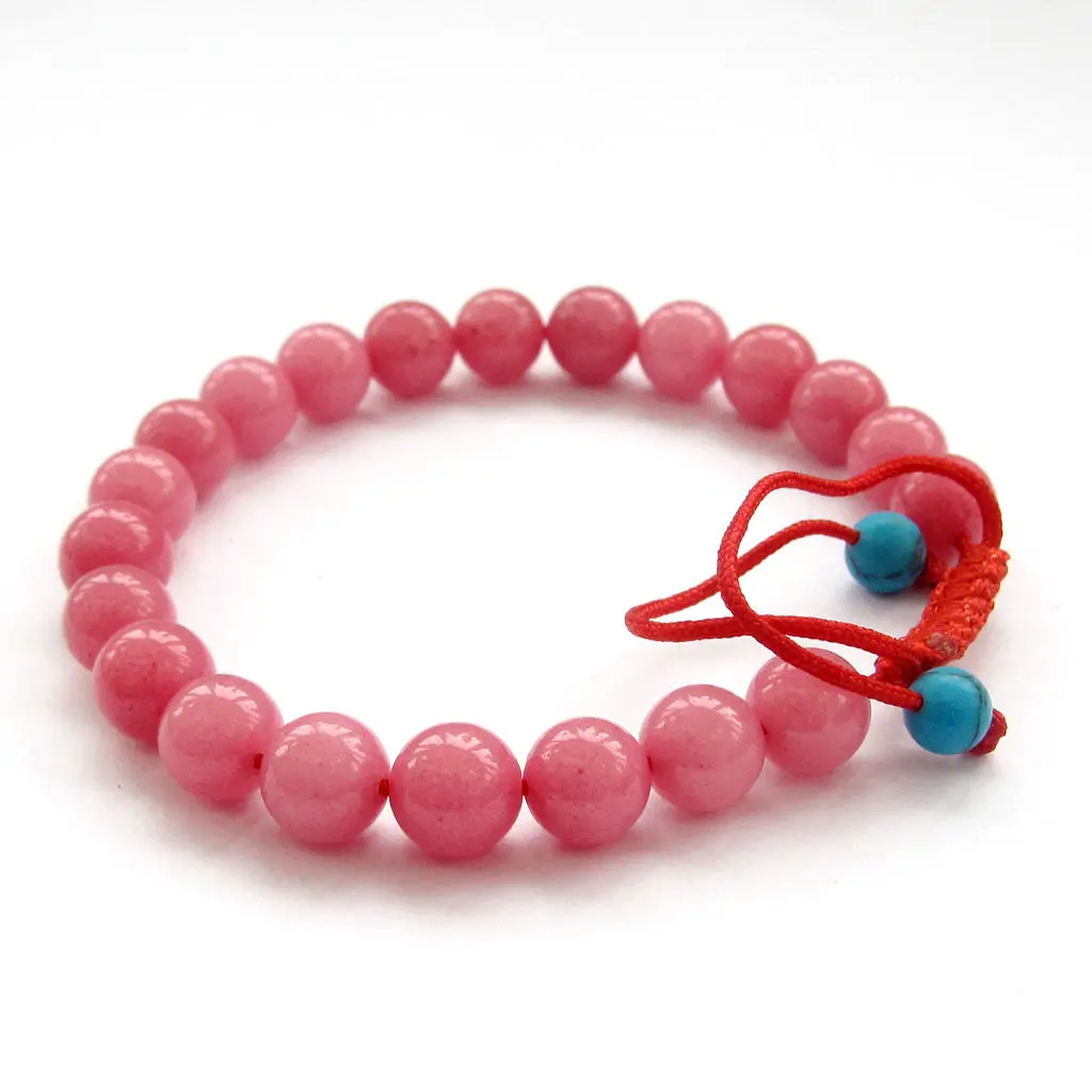 

Classic 8mm Pink Jade Braided Bracelet Adjustable Artisan Stackable Gift Unique Women Mala