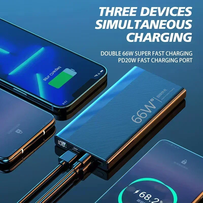 50000mAh Power Bank 66W Fast Charging Digital Display Rechargeable Battery Portable Suitable For IPhone Huawei Xiaomi Samsung