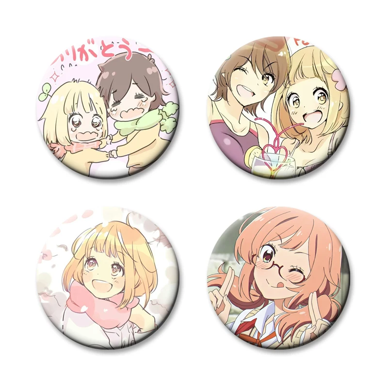 Anime Kase San and Morning Glories Button Pins Cartoon Badge Round Creative Brooches for Backpack Jewelry Accessories Gifts