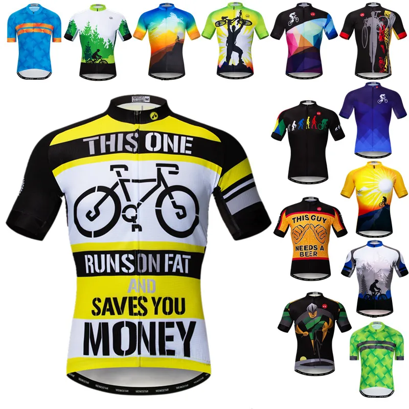 Printed Cycling Jersey Men Pro Team Summer Short Sleeve Man Downhill MTB Bicycle Clothing Top Ropa Ciclismo Quick Dry Bike Shirt