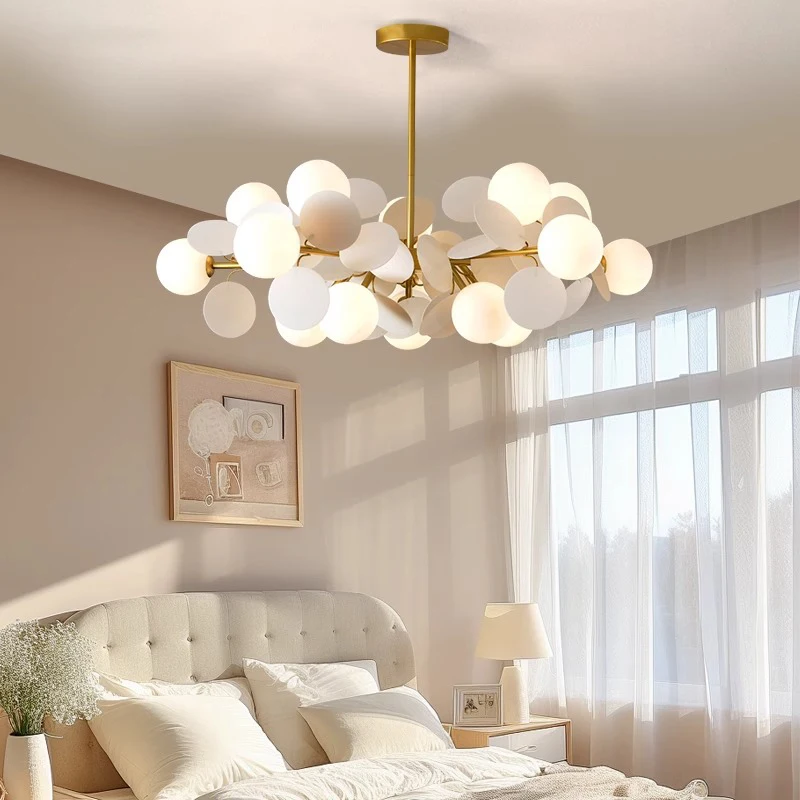 Acrylic white modern LED chandelier, suitable for children's room, bedroom, living room, dining room home lighting decoration