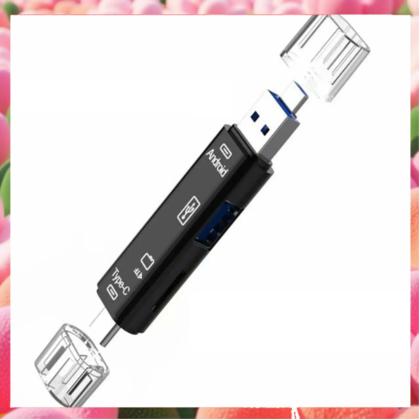 

2X 5-In-1 OTG Card Reader Micro-SD / SD Card / USB Reader Support TF Android Type-C Phone / Computer / Type-C Universal-ABJU