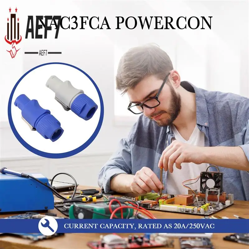 

AEF7-20PCS NAC3FCA NAC3FCB Speakon Plug 3 Pin Male Powercon Connector 20A 250V AC Power Plug Connector Blue And Grey White