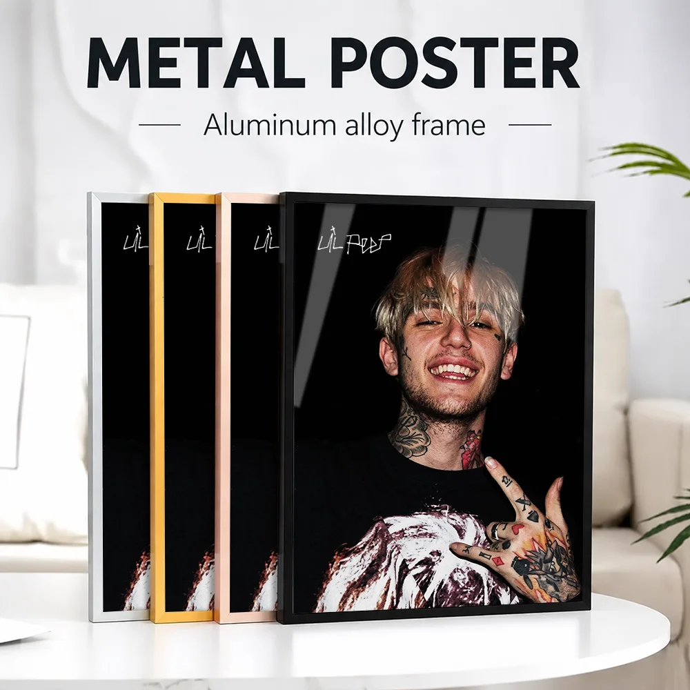 Lil Peep Featuring Tattoos Metal Poster With Aluminum Alloy Frame Personalized Photo Vibrant Pop Style Wall Art For Living Room