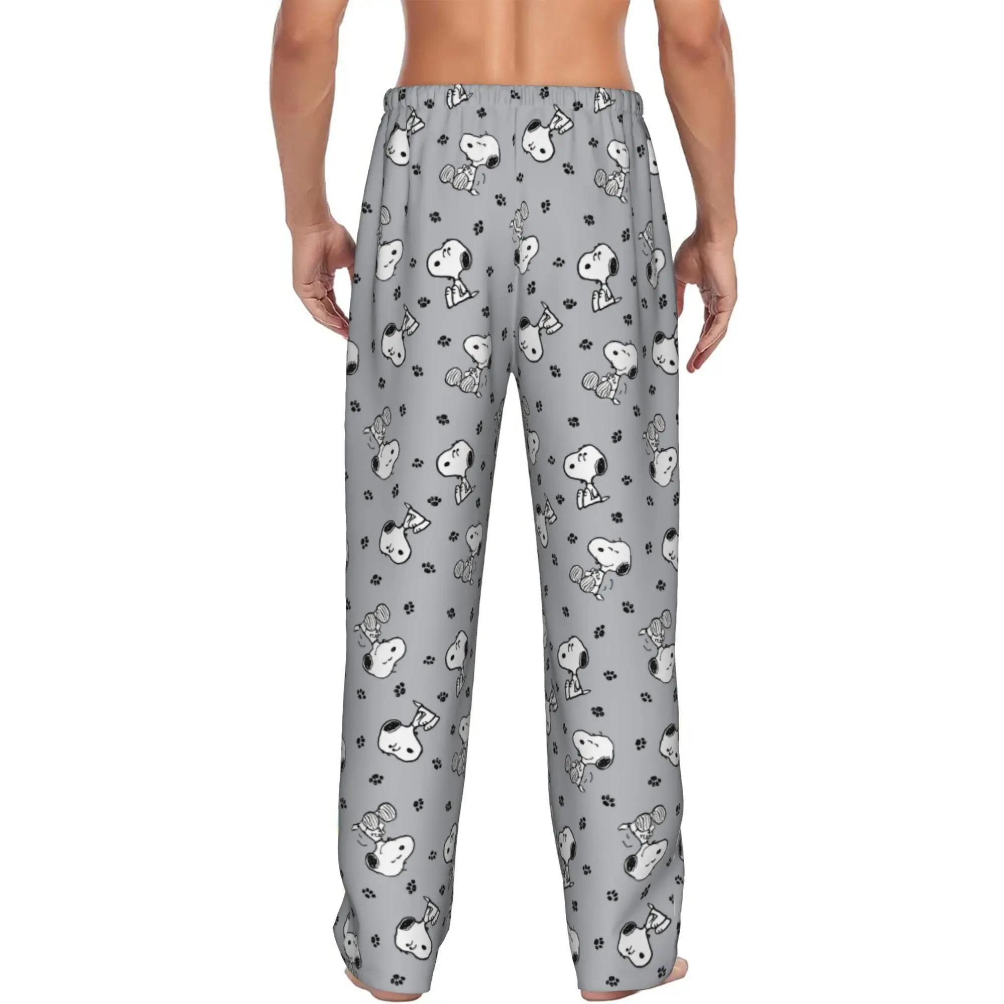 Custom Men S-snoopied Anime Pajama Pants Printed Dog Cartoon Sleep Sleepwear Bottoms with Pockets