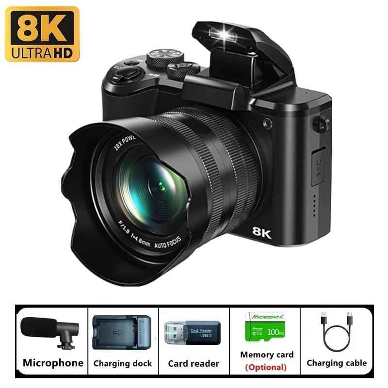 Cámara digital 8K, enfoque automático, 88MP, WiFi, cámara de fotografía profesional con zoom digital 16x, lentes duales delanteras y traseras