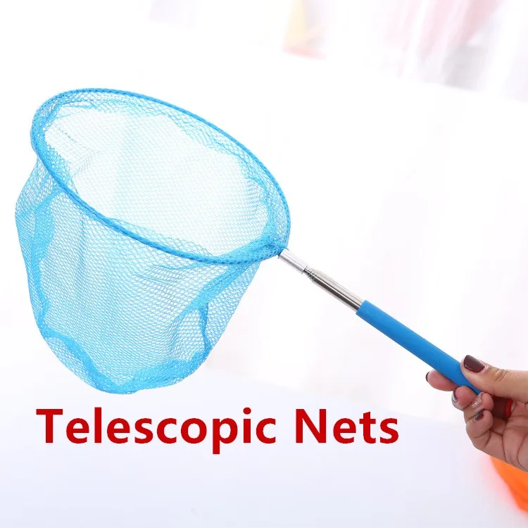 Telescopic Fishing Insect Butterfly Dragonfly Net Stainless Steel Rod Catch Tadpole Fish Net Kids Outdoor  Fish Net Stockings