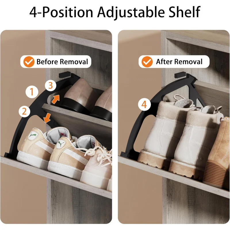 خزانة تخزين الأحذية، منظم أحذية خشبي للمدخل مع 3 أدراج قابلة للطي، رف أحذية قائم بذاته مع رف قابل للتعديل، ضيق #4