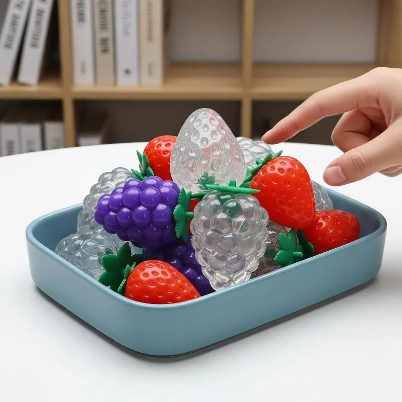 Strawberry Shaped TPR Empty Squeeze Ball Shell Soft Durable Texture For Stress Relief DIY Crafts And Handmade Gift Making