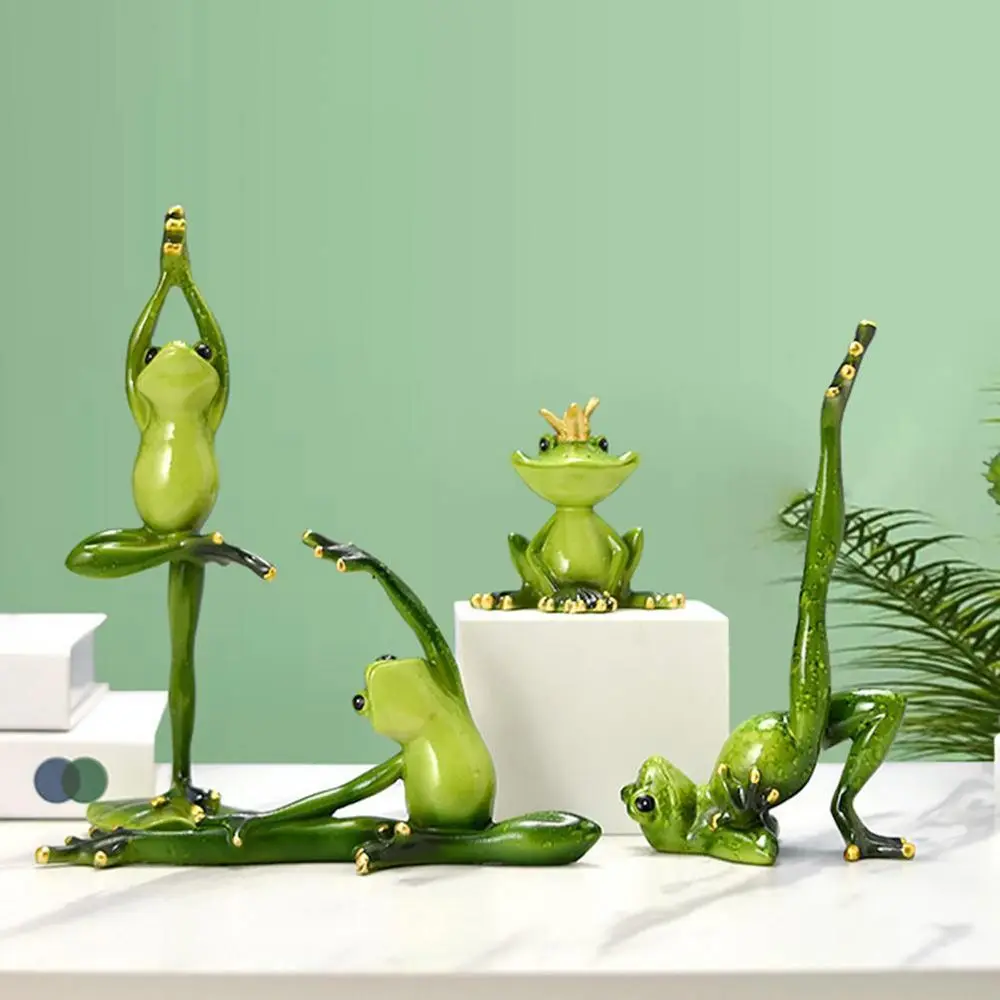 Creative Yoga Frogs Resin Crafts Miniatures Frog Sculpture Statue Home Table Desk Decor