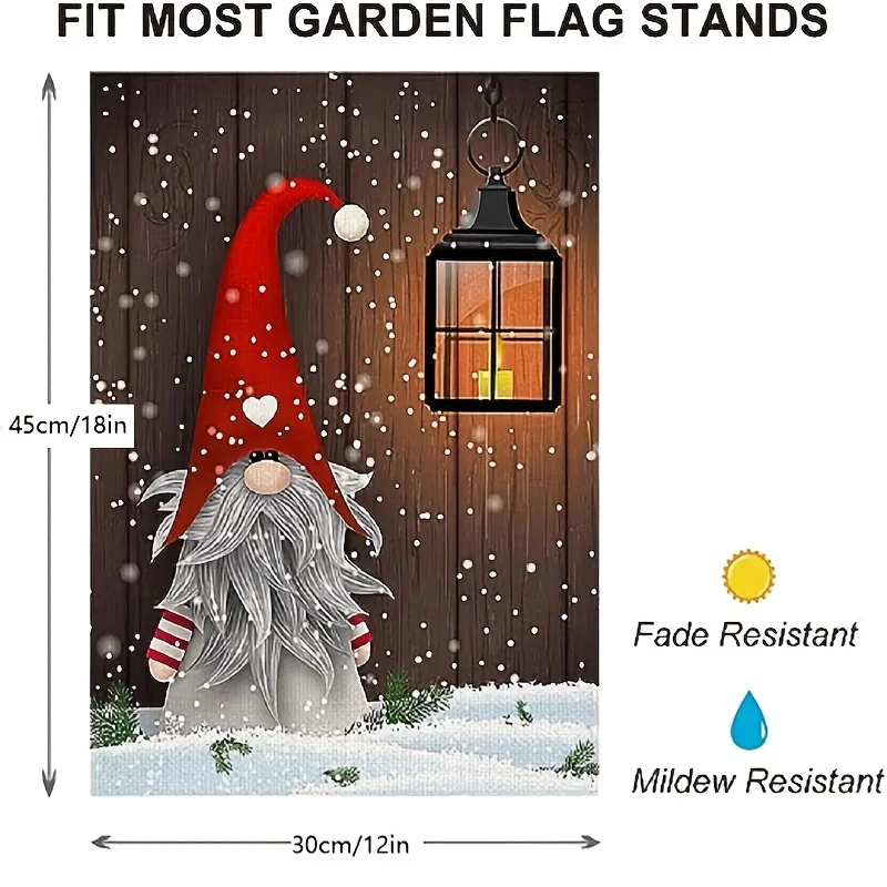 Merry Christmas Dwarf Man Cardinal Garden Flag Double Side House Yard Xmas New Year Decor Welcome Winter