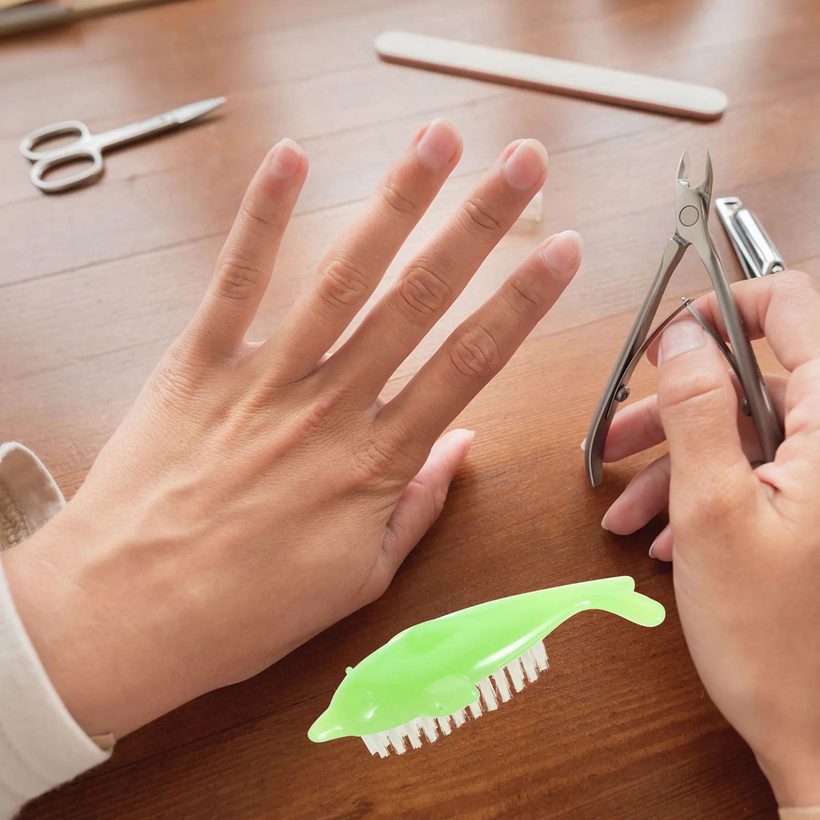 

4Pcs Nail Brush Fingernail Cleaning Dolphin Shape Multipurpose Manicure Tool Soft Flexible Bristles Portable Small Nail Duster