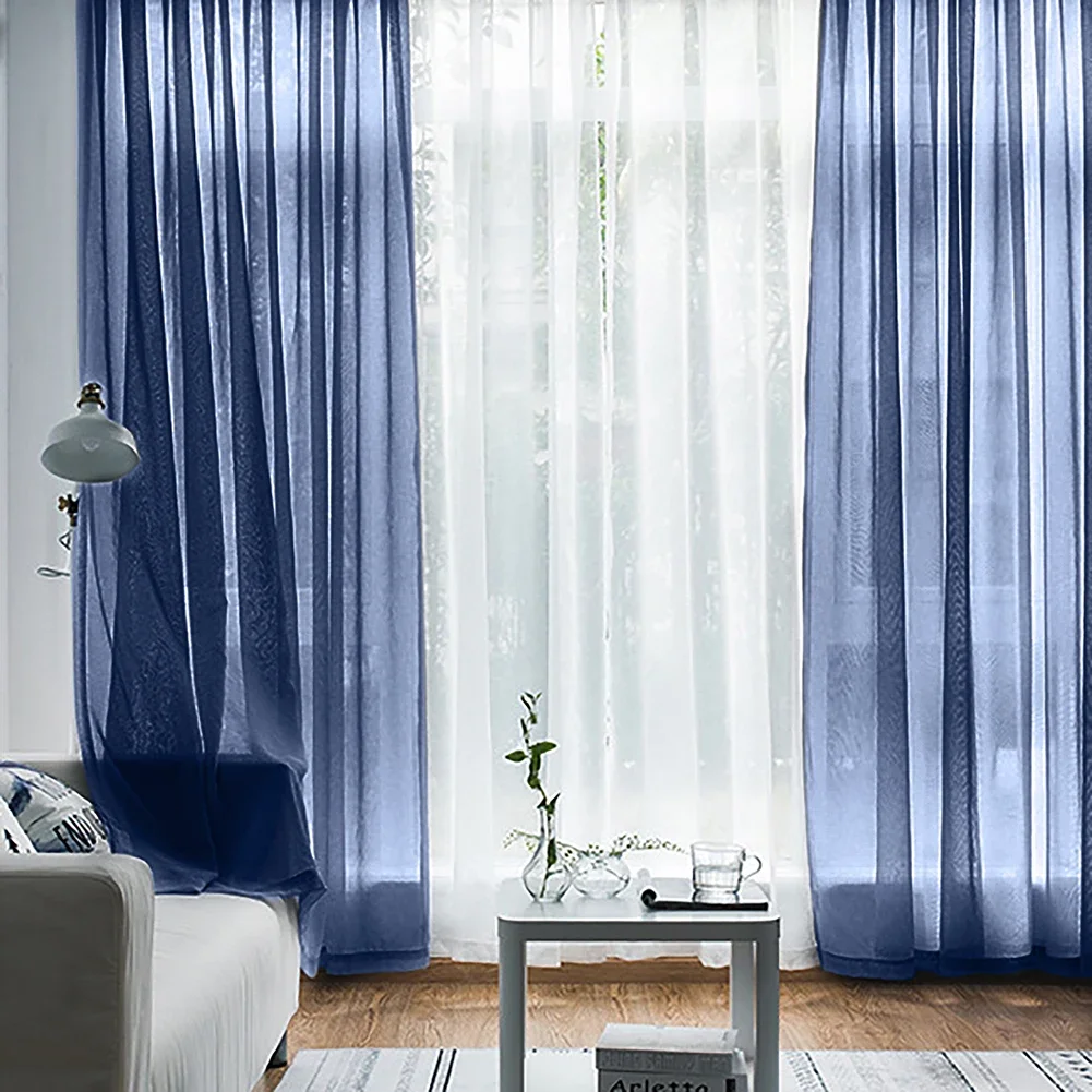 Tulle Mesh Sheer Curtain Shutter Screening Yarn Voile Room Door Valance Drape Smooth Soft Draperies Home Decoration 140*260cm