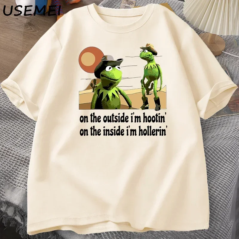 On The Outside I'm Hootin Frog T-shirt Funny Meme T Shirts O Neck Graphic T Shirts Men Clothes Harajuku Short Sleeve Casual Tops