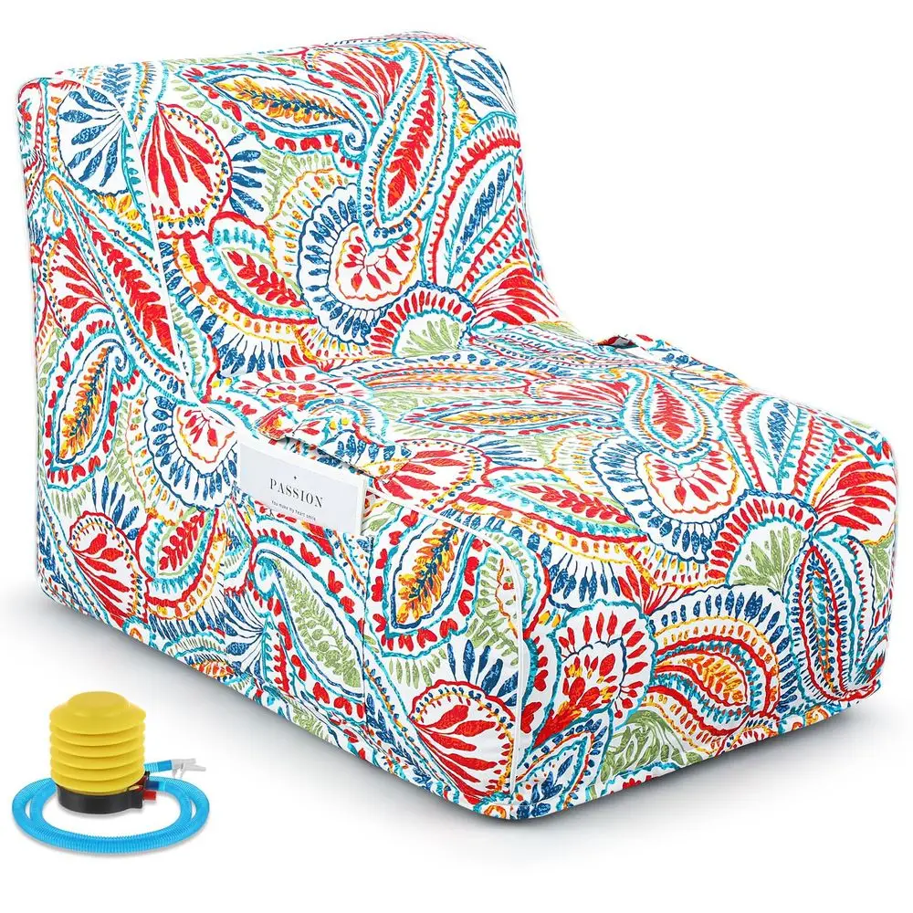 

Надувное кресло-мешок, портативное надувное кресло-мешок с ручкой для патио, сада, дома, декоративное для гостиной в стиле бохо, яркое