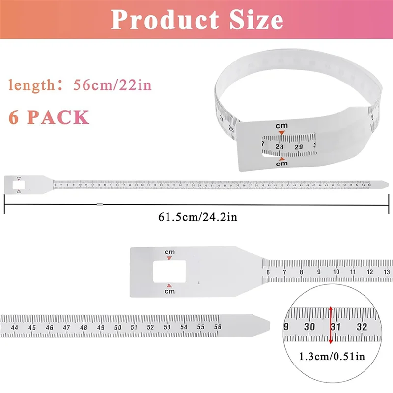 VEHO-6 Pcs Sublimation Blanks Tumblers Width Measurer, PP Precise Width Measurer, 22 In Tape Measure For Sublimation Blanks