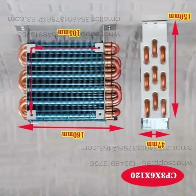 CP3X6X120 Micro Mini Condenser Air-Cooled Copper Tube Finned Radiator Evaporator with 120 Single Fan