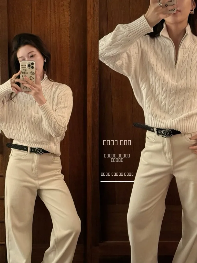 

Свитер Chier из чистого хлопка с воротником-стойкой на молнии, повседневный, свободного кроя, с длинными рукавами, для девочек, весенняя верхняя одежда для активного отдыха