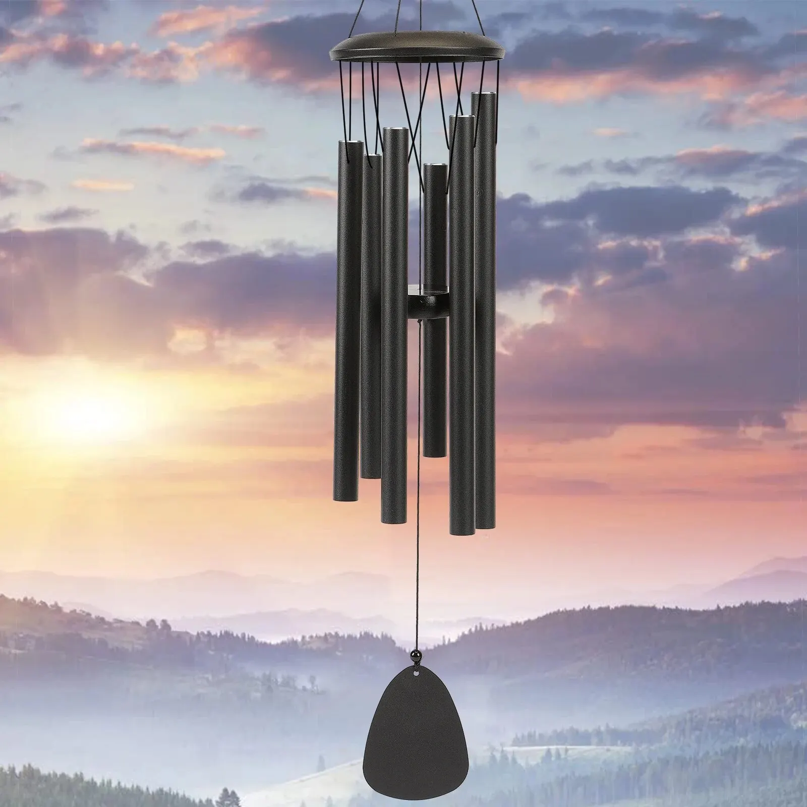 Metal wind chime aluminum tube 6-tube home balcony outdoor wooden decorative hanging small gift