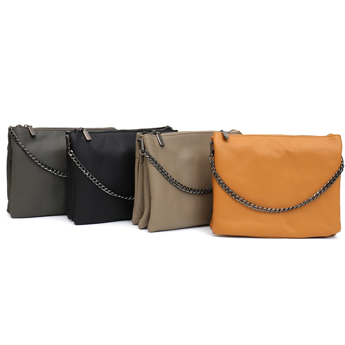 SC Fashion Daily Genuine Leather Messenger Bags Women Versatile Casual Shoulder Handbags Luxury Chain Multi Pockets Square Purse