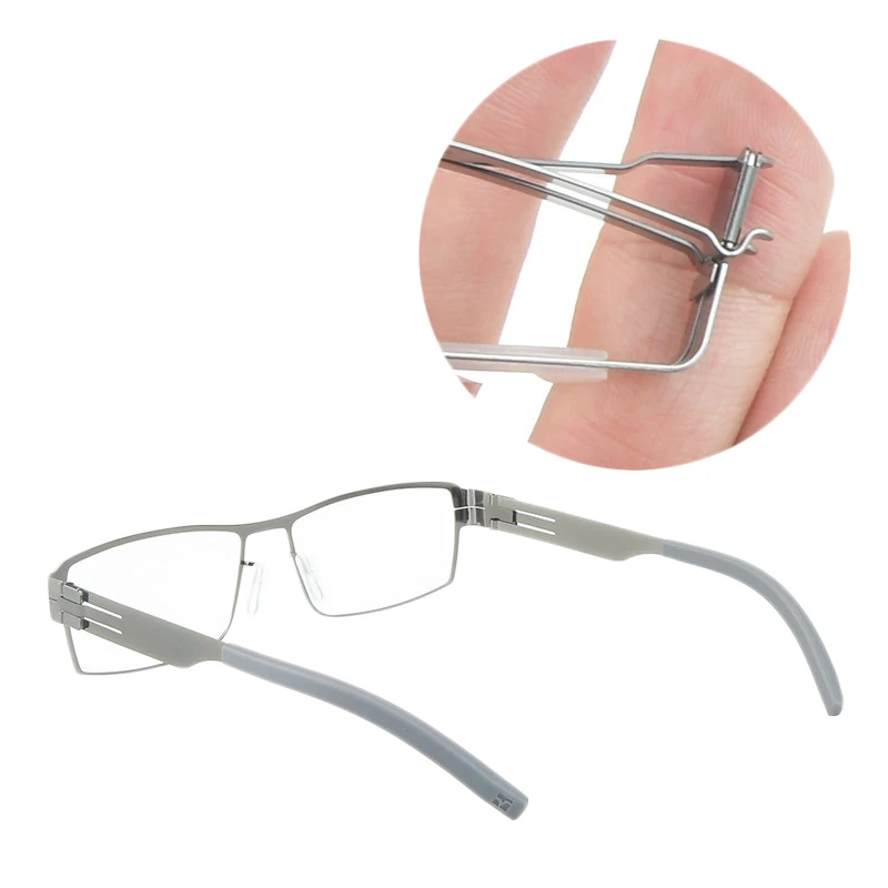 2024 Men Germany Screwless Glasses Frame Square Stainless Steel Eyeglasses Ultralight High Elasticity Thin Business Spectacle