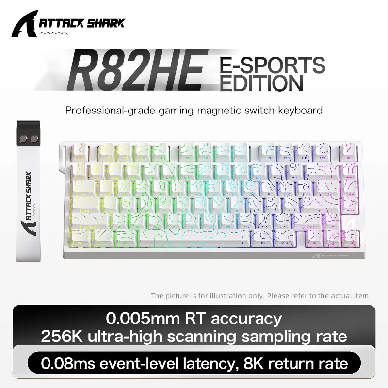 ATTACK SHARK R82 HE Teclado magnético para jogos com fio 8000 Hz Gatilho rápido ProGamer 75% Teclado 0,005 mm Precisão RT 0,08 ms de latência