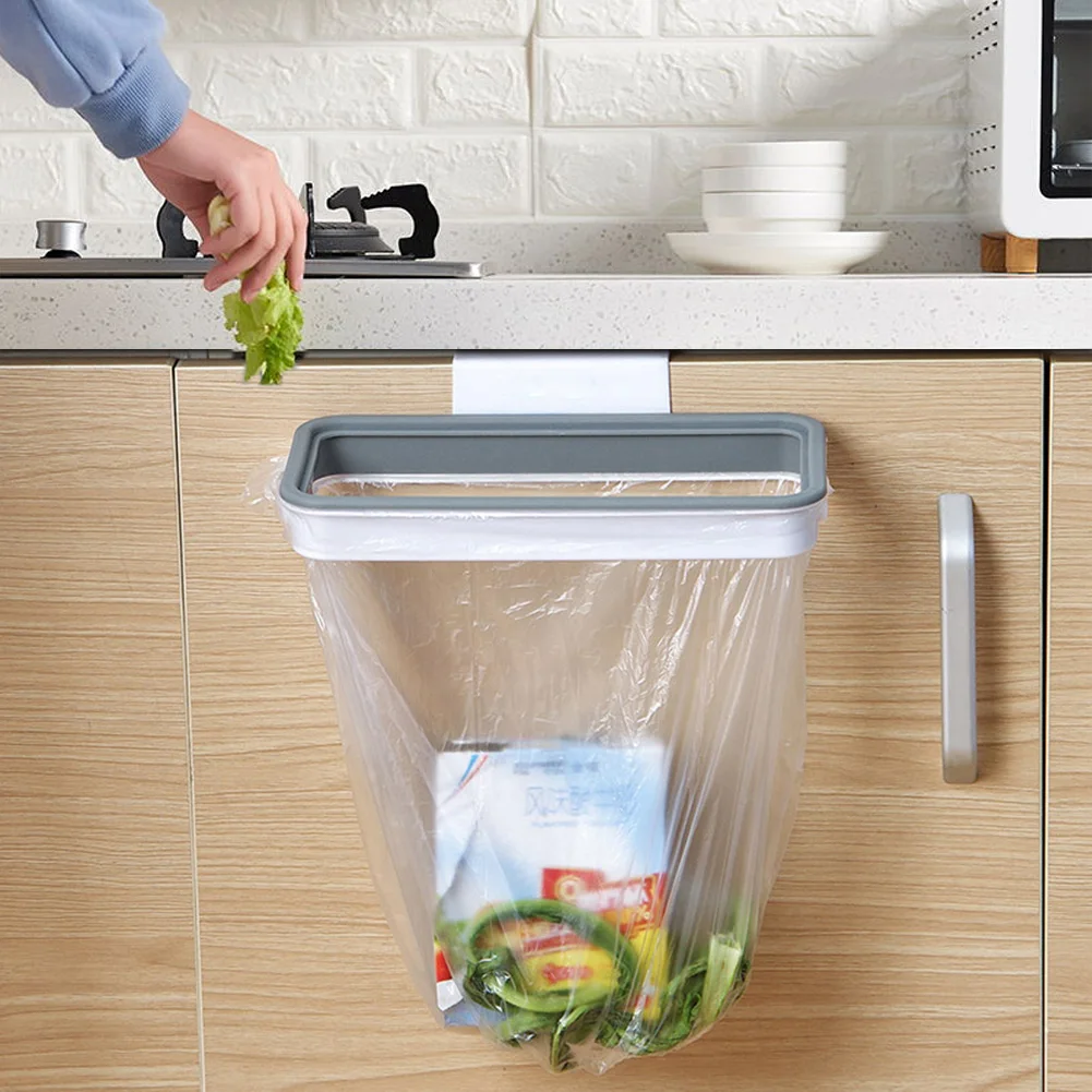 Portable Plastic Garbage Hanging Bag Kitchen Trash Storage Rack Bag Hook Scouring Pad Dry Shelf Holder Kitchen Organzier 2023