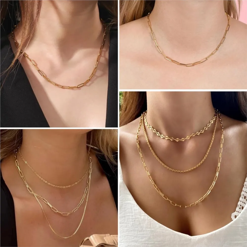 2 متر 18K الذهب PVD مطلي الفولاذ المقاوم للصدأ مشبك ورق سلاسل البيضاوي ربط السائبة DIY بها بنفسك قابل للتعديل قلادة سوار صنع المجوهرات