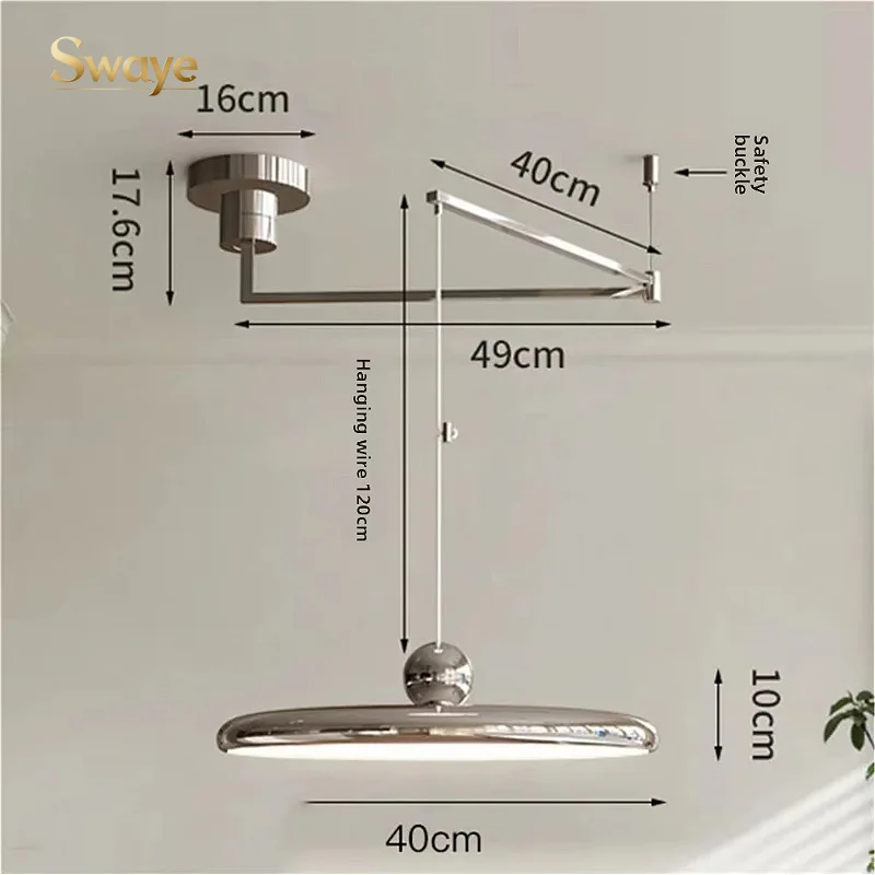 Luxury Modern UFO Rocker Arm LED Pendant Light for Bedroom Restaurant Cafe Loft Chandeliers Home Decor Retractable Folding Lamps
