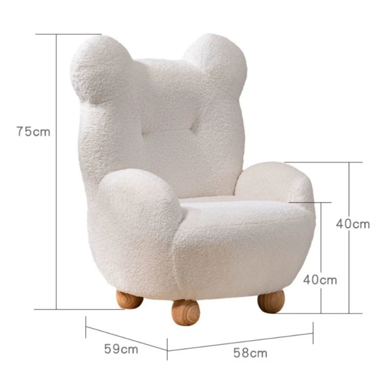 Children's Sofa Bear Modeling Lamb's Wool Sofa Home Bedroom Living Room Small Household Casual Lazy Sofa Kids Chair