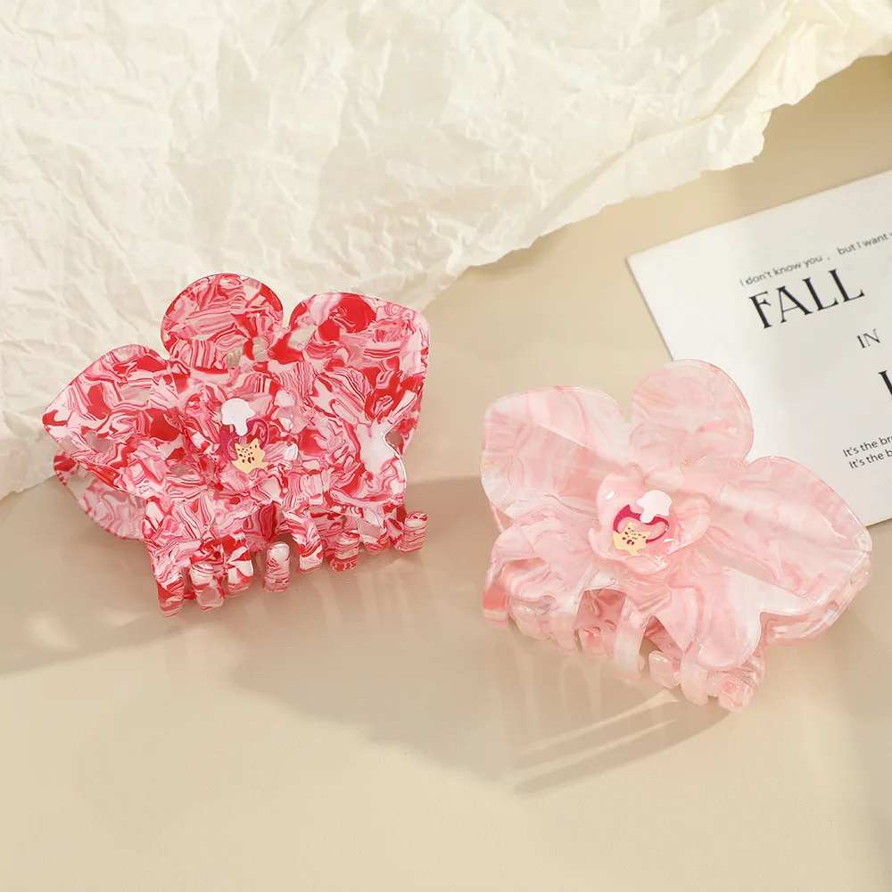 

NEW Sweet Elegant Phalaenopsis Flower Acrylic Hair Claw Korean Style Claw Clip Crab Hair Clip for Women Girls Hair Accessories