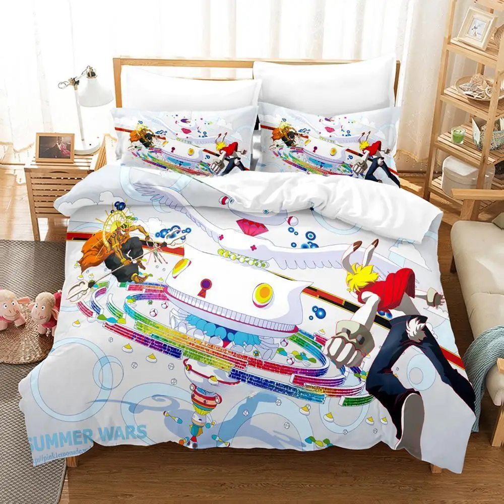 

Fashion 3d Print Summer Wars King Kazma Bedding Set Cartoon Anime three-piece Set Adult Kid Bedroom Duvetcover Sets Home Textile