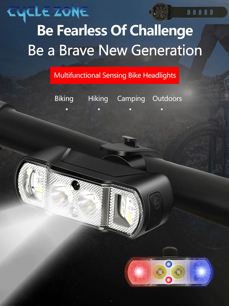 AliExpress cycle zone LED Smart Sensing Bike Front Light Type-C Rechargeable Headlight for MTB Road Bicycle Night Riding Safety Warning Accessories