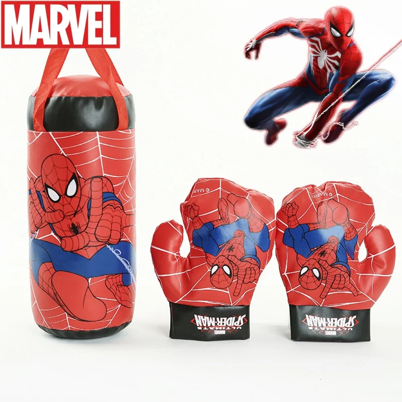 

Marvel Cartoon Spider-Man Iron Man Children's Boxing Gloves Punching Bag Combination Decompression Toys for Kids Birthday Gifts