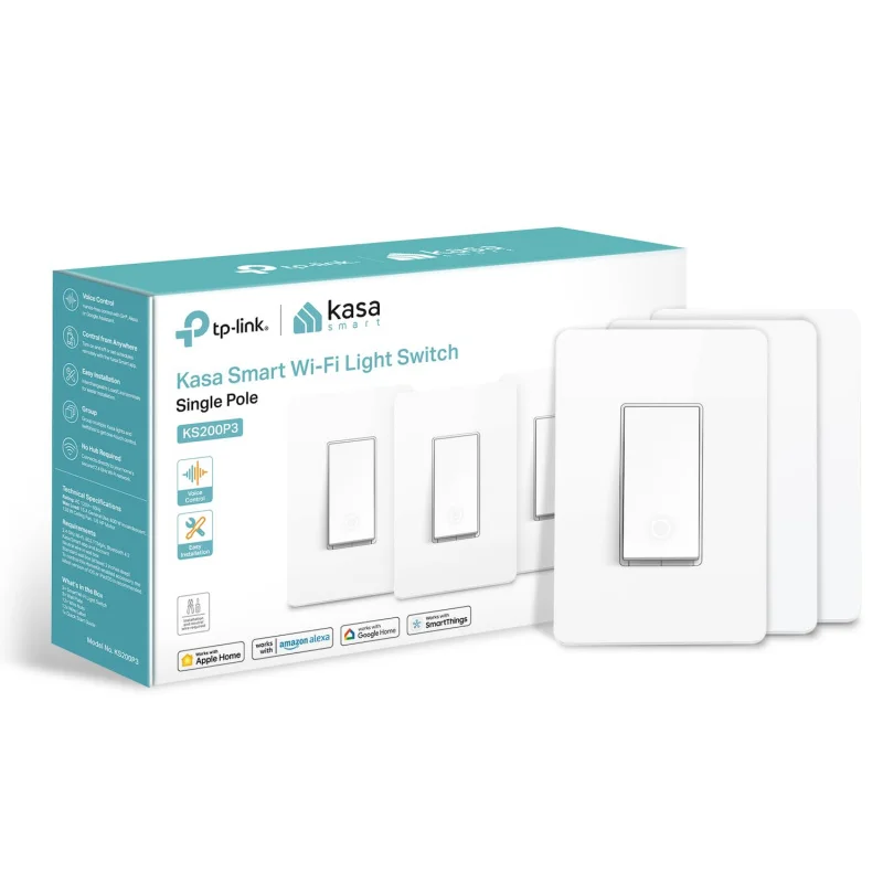 Apple HomeKit Smart Light Switch KS200P3, Single Pole, Neutral Wire Required, 2.4GHz Wi-Fi Light Switch Works with Siri, Alexa a