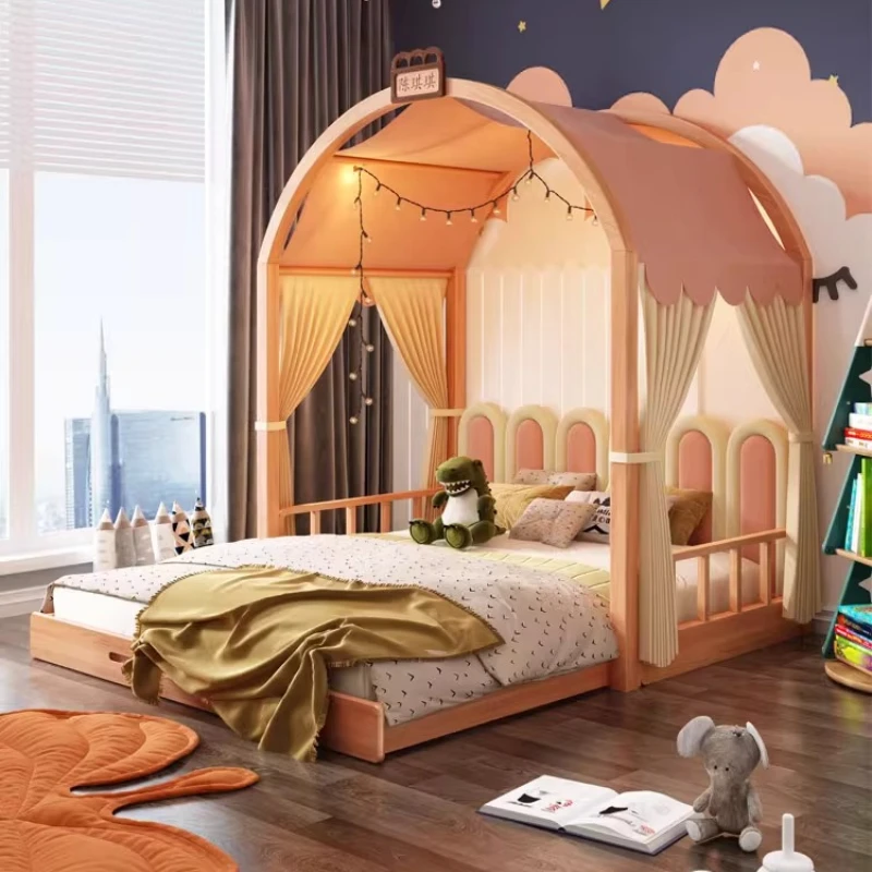 

Children's tree house bed tent expansion bed solid wood children's boys and girls children's room bedroom castle princess bed